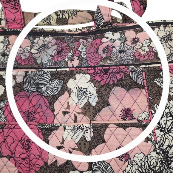 Vera Bradley Pink and Brown Quilted Tote Bag - Picture 9 of 10